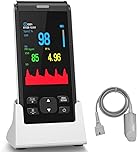 HealthTree Handheld Fingertip Pulse Oximeter, Rechargeable Pulse Oximetry, Finger Blood Oxygen Saturation Monitor with SpO2 & Pulse Rate, Portable Oxygen Meter Finger with Overnight Continuous