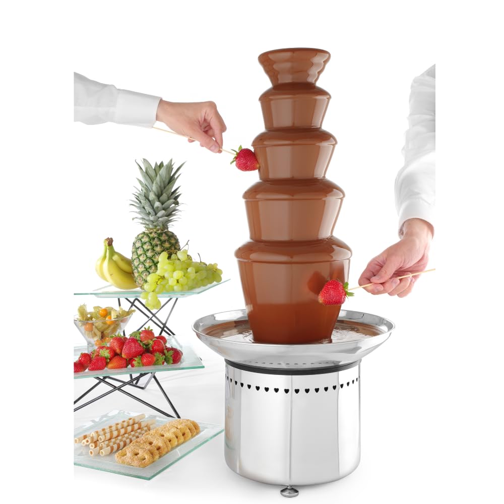 MBH - Fontana di cioccolato professionale a 5 livelli. Fontana Fonduta di Cioccolato in Acciaio Inox Didable per Alberghi