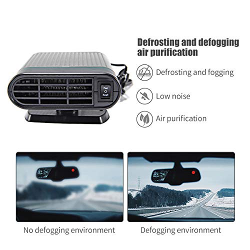 Portable Car Heater, JINGOU 12V 150W Car Winter Windscreen Window Defroster Demister Plug in Cigarette Lighter, 360 Degree Rotating Fast Heating and Cooing Defogger, Easy Defrost Defog Snow Removal