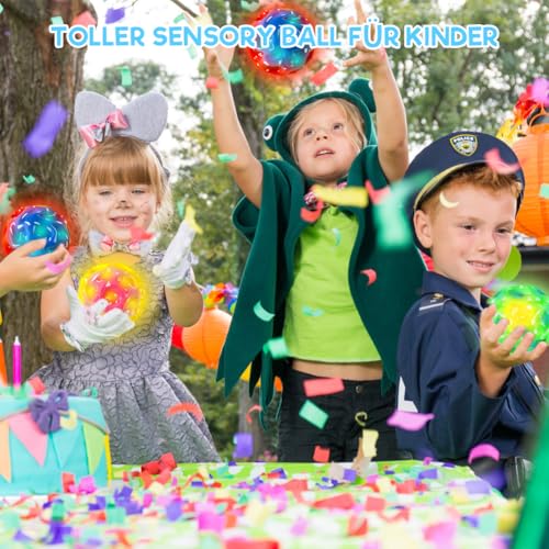 Joycabin 6 Stück Leuchtend LED Beleuchtung Hüpfball, Sprünge Gummiball, Galaxy Ball, Flummies, Space Ball, Knallendes Geräusch Machen