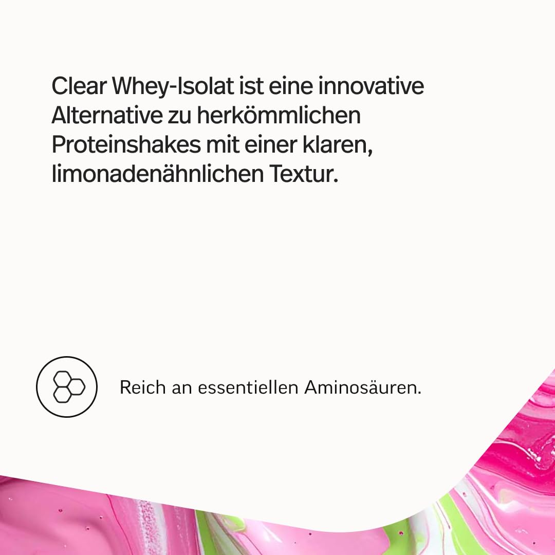 edubily® Clear Whey Isolat - Klarer Proteindrink - ca. 83% Proteingehalt - Laktosefrei - Fruchtige Geschmacksrichtungen (500 g, Himbeer-Limette)