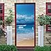 PIIMZER Aufkleber Für Die Schlafzimmertür Strand Weiße Wolken 80X200Cm Türtapete Selbstklebend Türposter Türaufkleber 3D Wohnzimmer Schlafzimmer Badezimmer Wasserdicht Abnehmbare Professionelle Vinyl