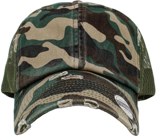Image of KBETHOS Vintage Washed Distressed Cotton Dad Hat Baseball Cap Adjustable Polo Trucker Unisex Style Headwear