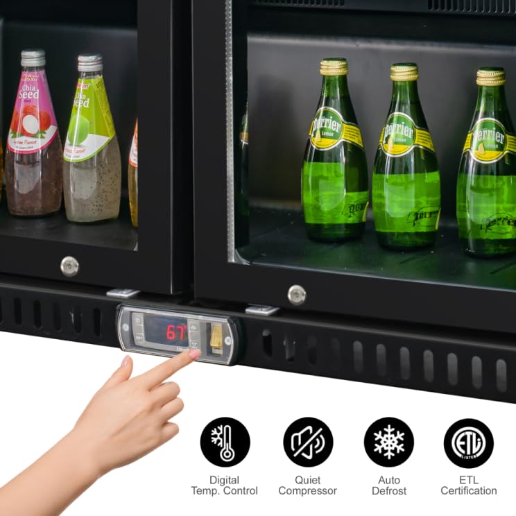 Vitlife Back Bar Cooler With 2 Glass Doors， Under Counter Beverage Refrigerator With LED,7.5 cu.ft.，Counter Height Commercial Bar Fridge For Beer, Wine, Soda In Bar, Restaurant, Home - View 5 | Fridge.com