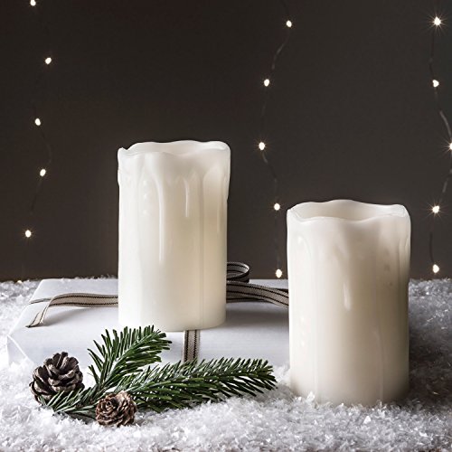 Lights4fun - Set di 2 candele a LED in vera cera