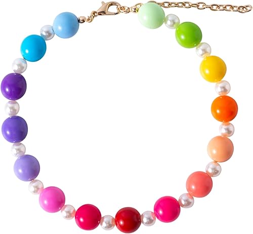 Miniatura 10 de Daovace Collar de perlas con cuentas para perro, hecho a mano, collar de perro elegante con campana, joyería para perros pequeños y cachorros (22 +