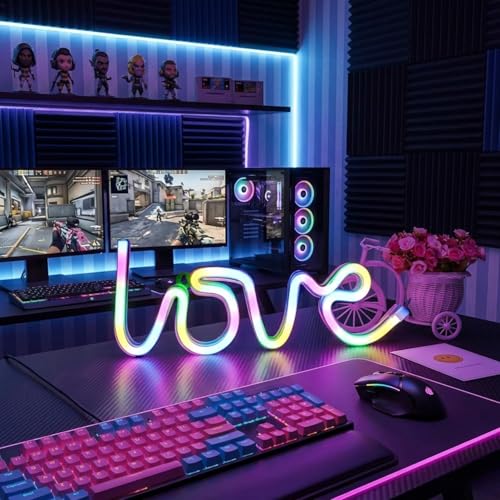 Image of Zilloquil Magic Love Neon Sign Led Strip Light with Dual Power (USB & Battery Operated) Romantic Table & Wall Decor Night Light for Valentine, Wedding and Party /Living Room, Bedroom Decoration