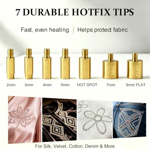 Image of Hotfix Applicator, DIY Hot Fix Rhinestone Applicator Wand Setter Tool Kit with 7 Different Sizes Tips-2 Rhinestone Pencil Pickers -Tweezers & Brush Cleaning kit and 2 Pack Hot-Fix Crystal Rhinestone