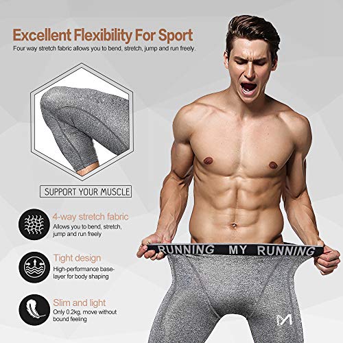 MEETYOO Men's 3/4 Compression Pants Leggings Tights, Cool Dry Sport Workout Base Layer Running Cycling (3 Pack-c, Medium)4