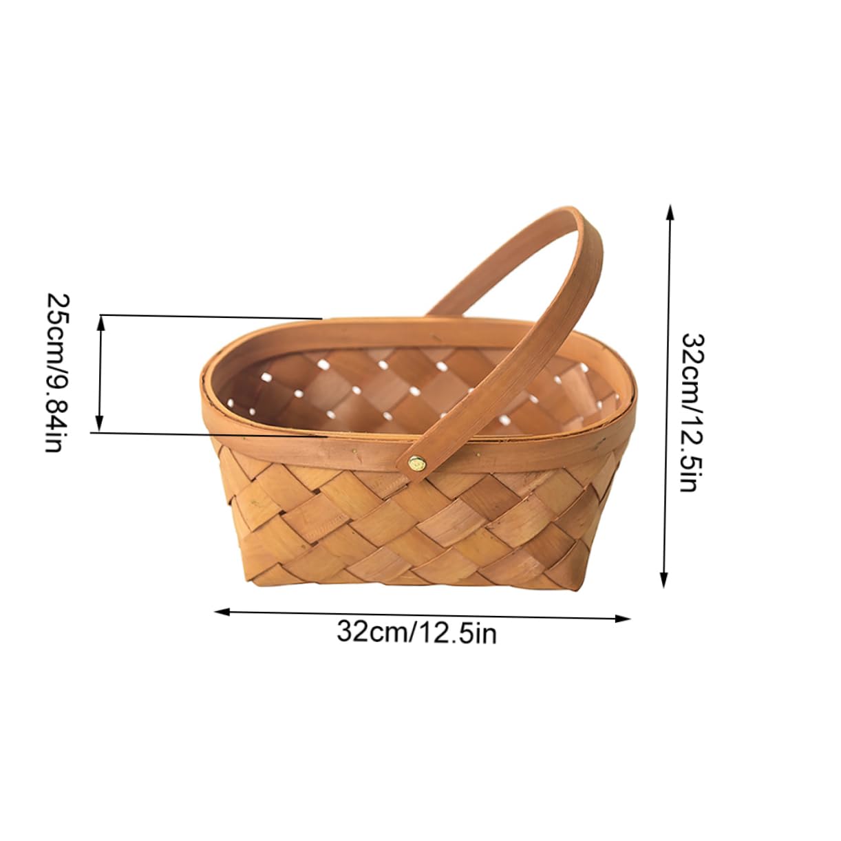 FUNOMOCYA 1pc Large Portable Woven Storage Basket for Home Organization Stylish Desktop Household Use for Vegetables Fruits Magazines and More Convenient Handle Design