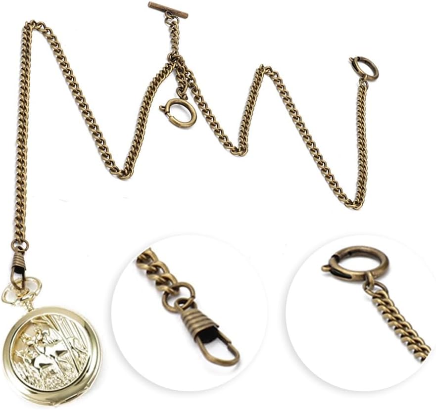 Bronze 3 Hook T Bar Metal Pocket Watch Chain Retro 17Inch Length Pocket Chain Suit Accessories(1 * Pocket Watch Chain)