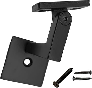 Modern and Easy to Install - Heavy Duty Adjustable Handrail Bracket Support Real Satin Black NOT Matte or Flat Color