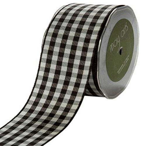 May Arts 1-1/2-Inch Wide Ribbon, Black Check