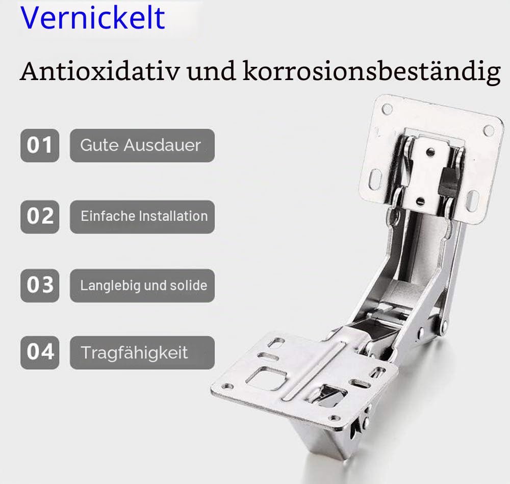 2 Stück 175 Grad verdecktes Scharnier, rahmenloses Schrankscharnier, hydraulisch, verstellbare Installation, sanftes Schließen, vollständige Abdeckung