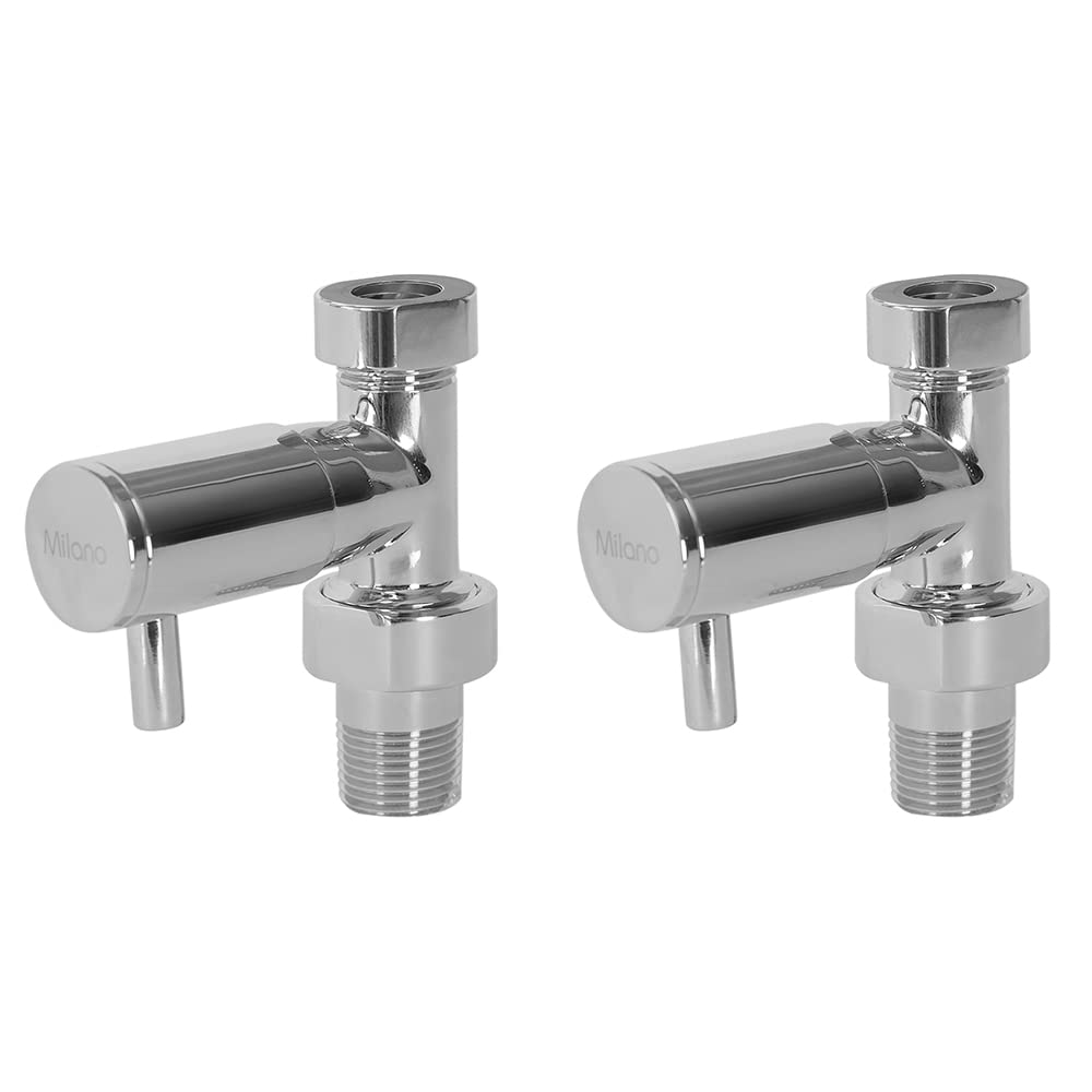 Milano Chrome Straight Heated Towel Rail Radiator Valves โ image 1