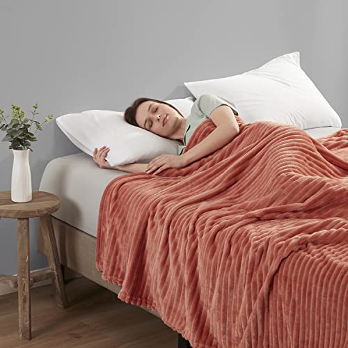 Image of Nestl Blanket Twin Size for Bed - Cozy Warm Fuzzy Blankets for Women, Plush Small Fleece Throws for Girls - Misty Rose, 66 x 90 Inches