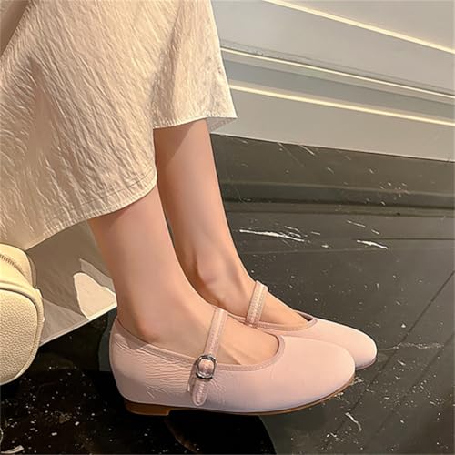 Solyinne Women’s Mary Jane Shoes Slip on Ballet Flat Hidden Wedge Heel Dressy Comfortable Round Toe Ankle Strap Flats3