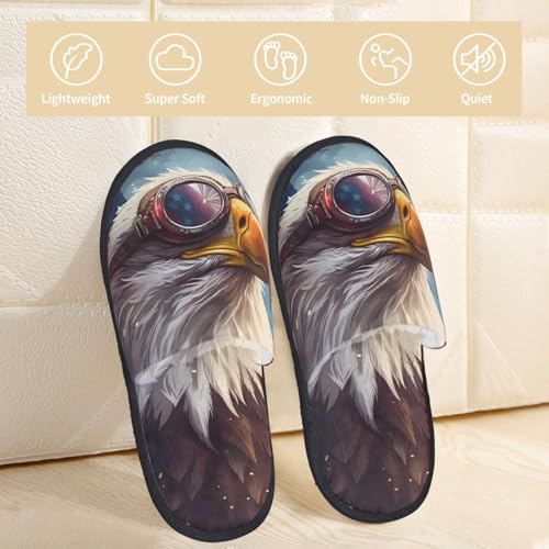 Bald Eagle Pilot Print Women Slippers Home Furry Shoes Keep Men Couples Shoes Warm For Women-3