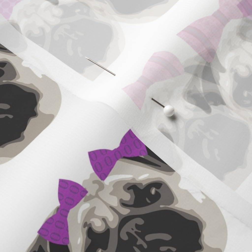 Spoonflower Fabric - Pretty Pug Girls Pugs Dog Dogs Printed on Chiffon Fabric by The Yard - Sewing Fashion Apparel Dresses Home Decor