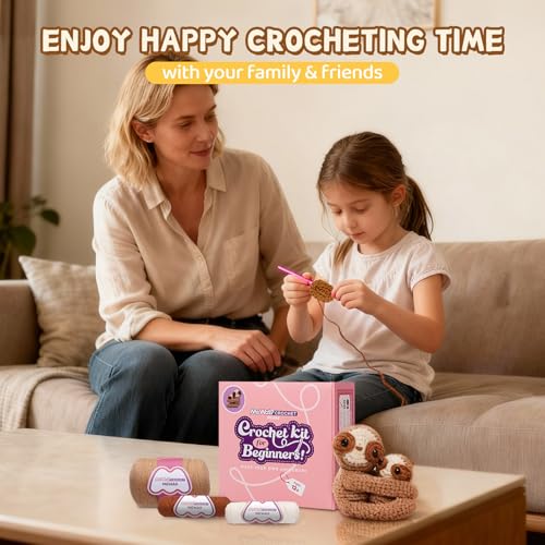 Image of Mewaii Crochet Kit for Beginners with 40% Extra Eco-Friendly Pre-Started Easy Yarn, Step-by-Step Video Tutorials for Adults and Kids (Highland Cattle)