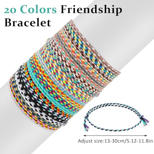 Amaxiu 20 Stück gewebte Wickel Freundschaftsarmbänder, buntes handgefertigtes geflochtenes Armband verstellbare geflochtene Schnurarmbänder stapelbare Armbänder Wellenarmband Strandarmbänder