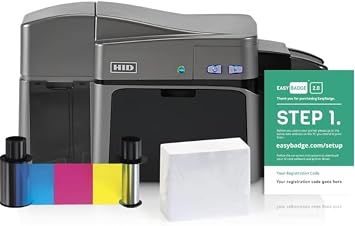 Fargo DTC1250e Dual-Sided ID Card Printer Bundle with Ribbon, Plastic ID Cards & Software
