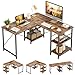 Price comparison product image Bestier L Shaped Desk with Shelves Reversible Corner Desk 220CM Industrial Long Table Stable Desk L Shape Computer Workstation with 3 Cable Holes