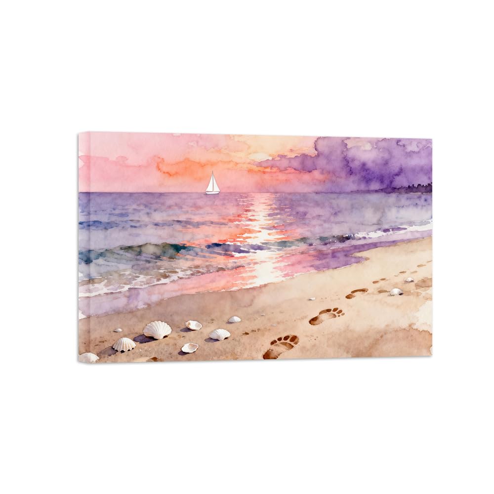 OZPWBVY Beach Clouds Landscape Canvas Prints Ready to Hang 70x105cm Wrapped Canvas