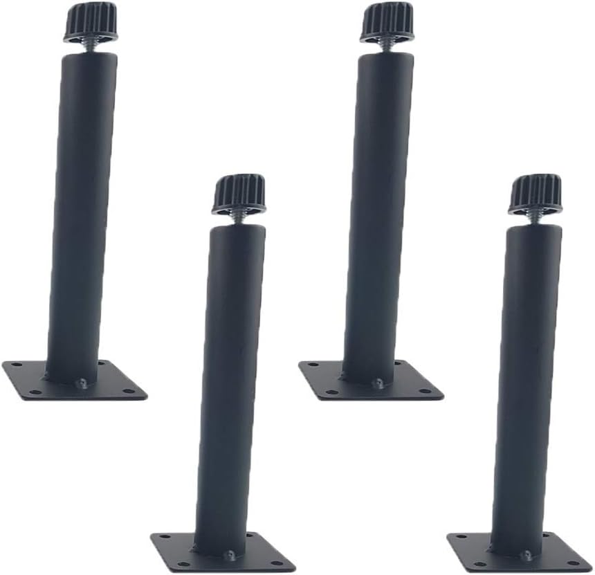 4 Furniture Legs Adjustable Furniture Feet Metal Furniture Support Legs, Iron Sofa Legs Cabinet Legs Table Legs Bed Legs Replacement Legs DIY Hardware Furniture Accessories, Black(