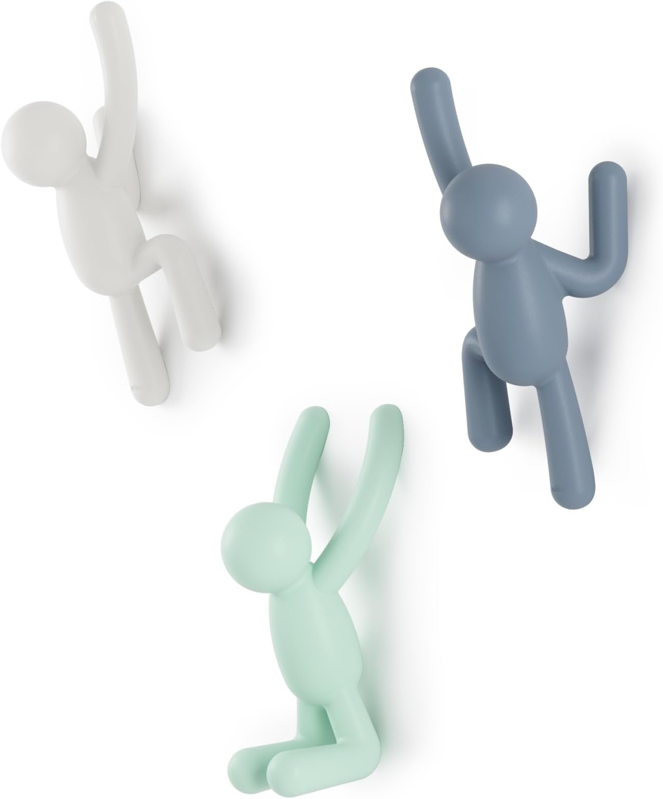 Umbra Buddy Wall Hooks – Decorative Wall Mounted Coat Hooks for Hanging Coats, Scarves, Bags, Purses, Backpacks, Towels and More, Set of 3, Light Multicolored, 10 Inch L x 7.5 Inch W x 3 Inch H