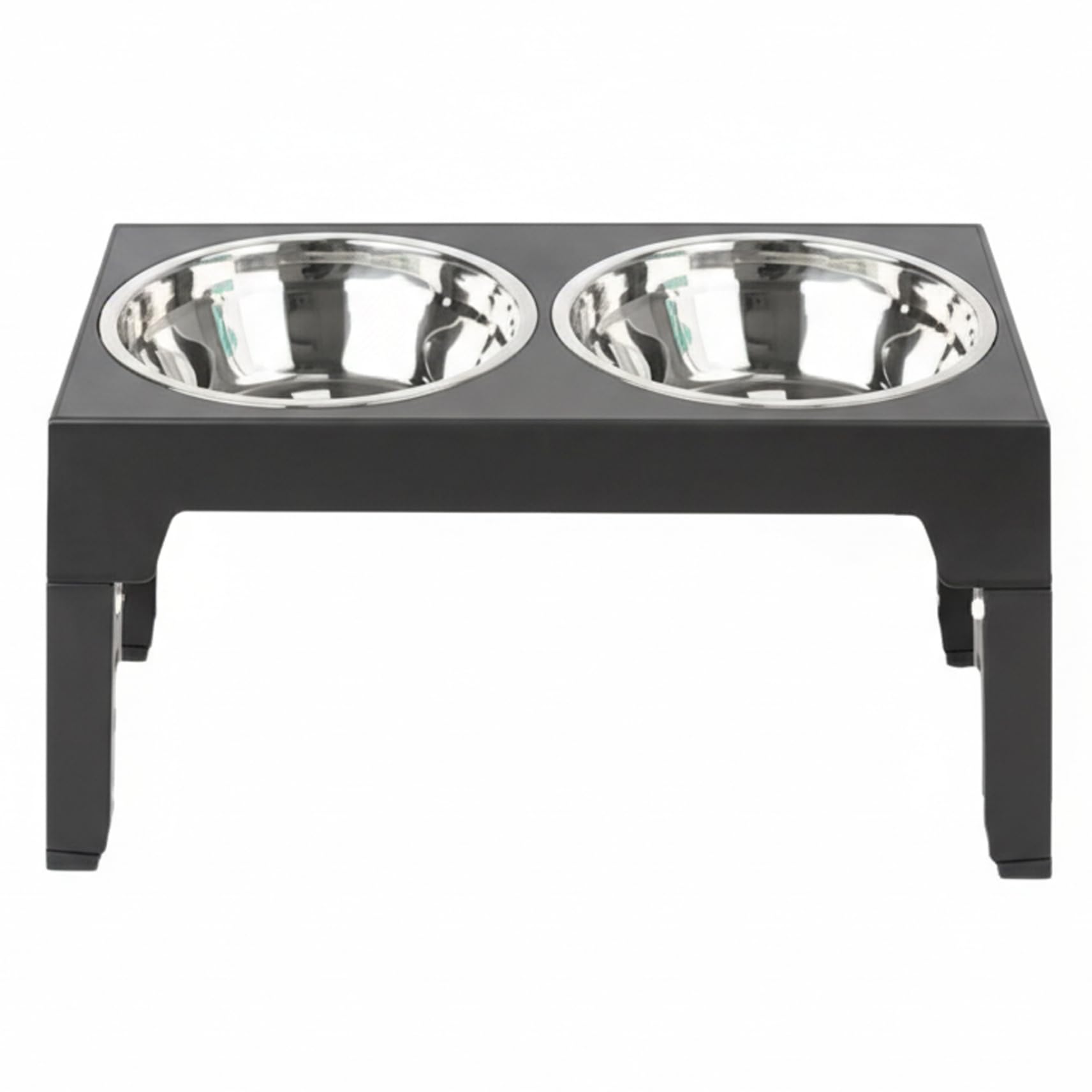 Station d'alimentation surélevée pour chien design noir avec double gamelle