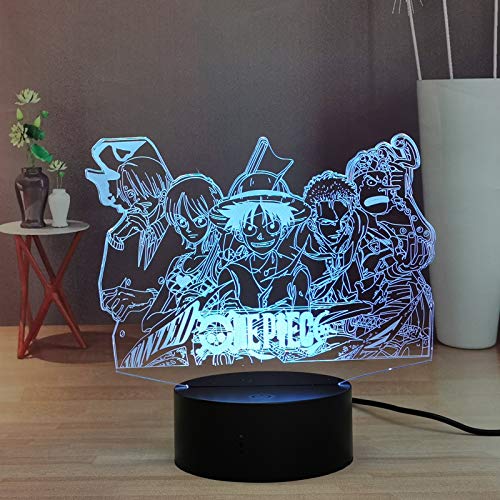 Laysinly Anime 3D Led Night Light, Luffy Sanji Zoro Ace Nami 16 Colors Desk Lamp, Touch Remote Bedroom Night Light, Birthday Festival Present For Kids Teen #TOP7
