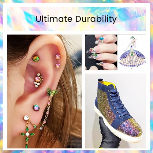 Image of Novani Crystal Rhinestones, Flatback Loose Gemstones 288pcs Glass Rhinestones for Clothes Shoes Crafts Makeup Nail Art and DIY Decorations(SS30, Rainbow)