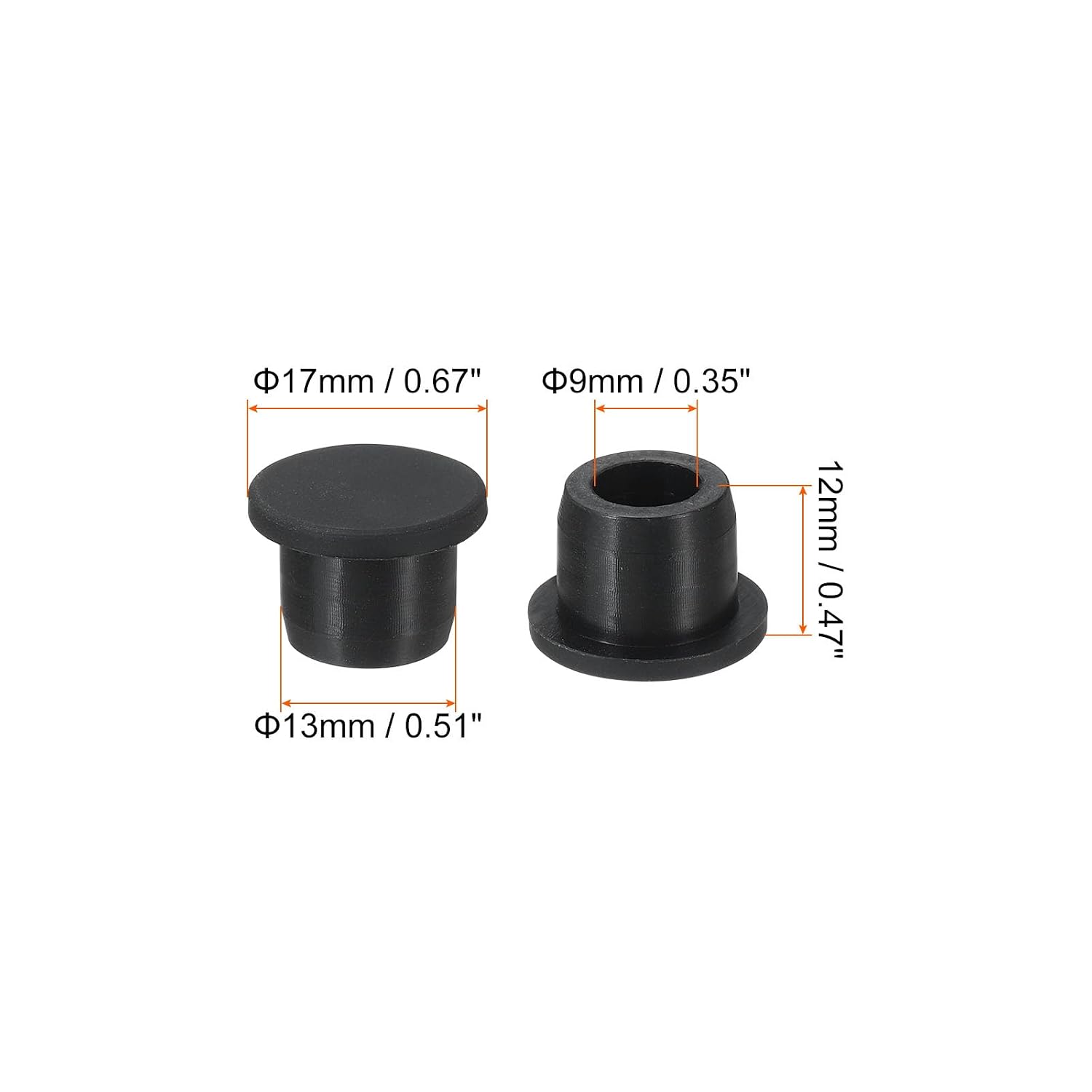 MECCANIXITY Silicone Rubber Hole Plug Soft Flexible Stopper for 12-13mm Hole Black 10 Pieces