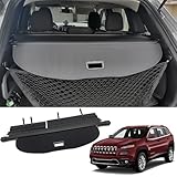 Vesul Black Updated Tonneau Cover Retractable Rear Trunk Cargo Luggage Security Shade Cover Shield Fits on Jeep Cherokee 2014 2015 2016 2017 2018(with Shade)
