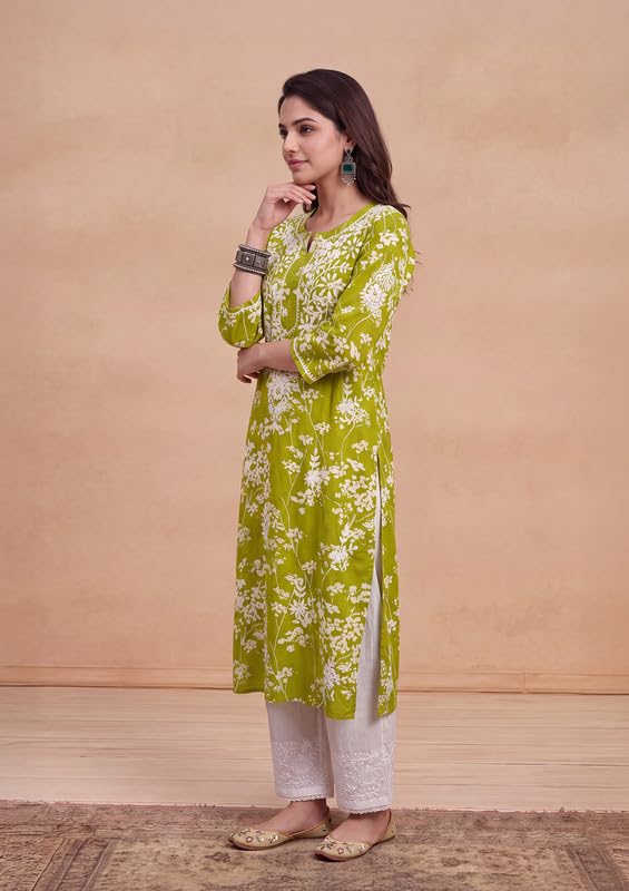 Image of Zainab Mulmul Straight Kurta |Chikankari | Chikankari Kurta | Chikankari Short Kurti | Lucknowi Chikankari Kurti (WL155-P)