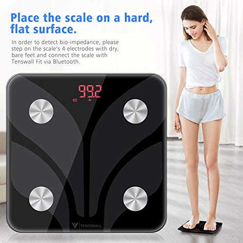 Digital Body Weight Scale, Tenswall Bathroom Scales with Step-On Technology Body Composition Monitor Health Analyzer for Body Weight, Fat, Water, BMI, BMR, Muscle Mass - Thumbnail 3