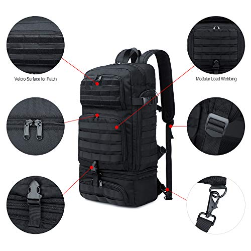 BERTASCHE Taktisch Rucksack Trekkingrucksack 35L Wanderrucksack für Outdoor Sport Uni Schule Reise, Schwarz - Image 6
