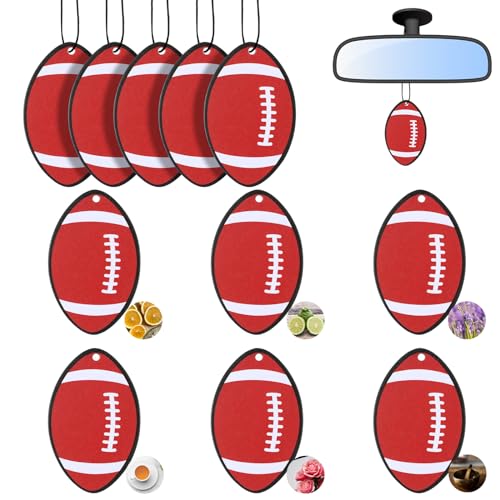 Dansib 12 Pcs Car Air Freshener Hanging Long Lasting Scent Gift for Sport Lover Automotive Freshener Aromatherapy Tablet Rearview Mirror Interior Accessories Locker Office Home Decoration(Football)