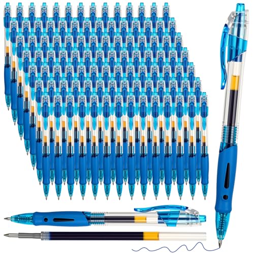 Image of 300 Pcs Gel Pens Bulk 0.5mm Ink Gel Pen Retractable Medium Point Rollerball Pens Quick Drying Smooth Writing with Comfortable Grip for School Office Journaling Note Homework (Blue)