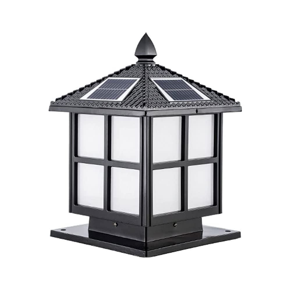 Lámpara de Cabeza de Pilar de Aluminio Retro, lámpara de pie Solar Impermeable, Pantalla de lámpara acrílica LED, lámpara de Paisaje de terraza de Patio, Accesorios de iluminación de terraza de