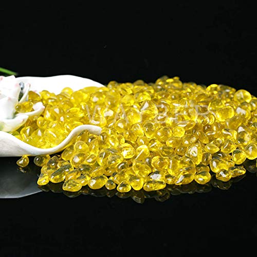 WAYBER Glass Stones, 1Lb/460g Irregular Sea Glass Pebbles Non-Toxic Artificial Gemstones for Vase Filler/Terrarium Flowerpot Aquarium Turtle Tank Decoration/Handcraft Making, Yellow - Thumbnail 2