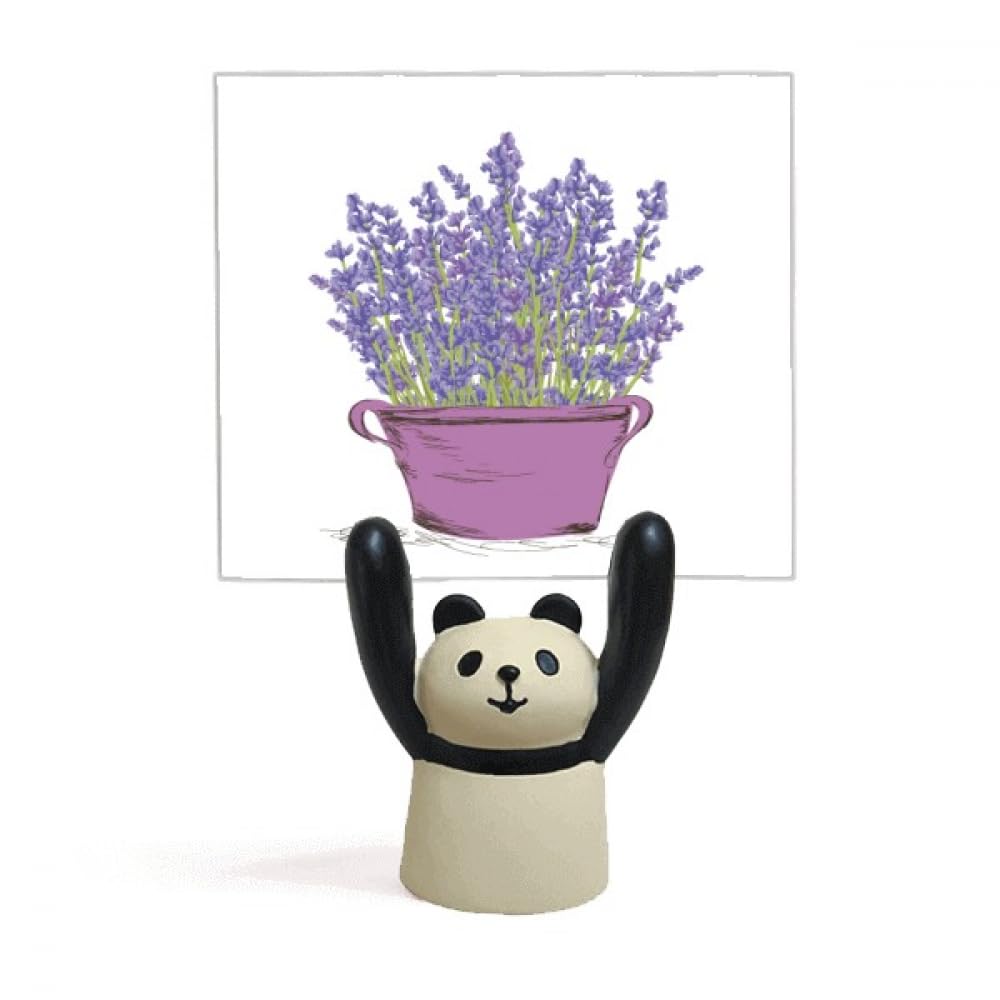 Pot de fleurs violet lavande avec panda et support mémo de bureau
