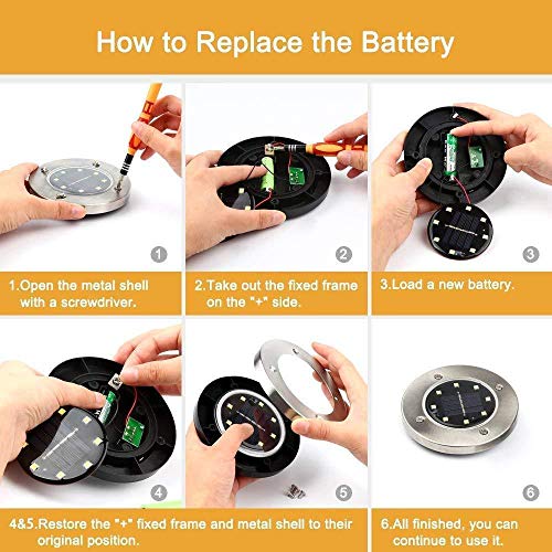 Solar Ground Lights, Outdoor Solar Powered Garden Lights 8 LED, Disk Lamp Waterproof In-Ground Landscape Path Lighting for Yard Lawn Patio Walkway, Cool White - Thumbnail 4