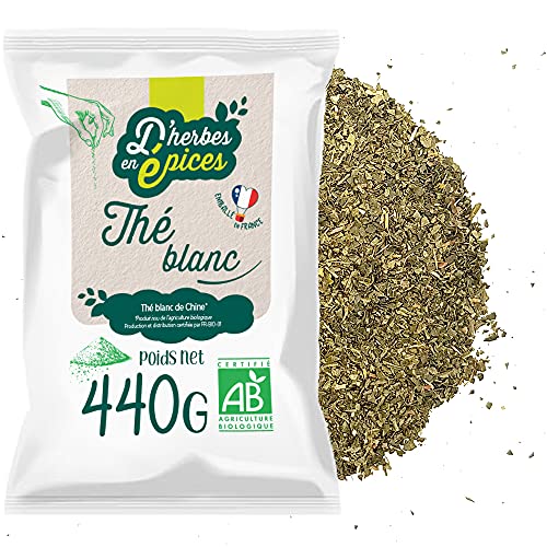 D'HERBES EN EPICES | Té blanco de Bai Mu Dan en pedazos rotos | Finamente cortado | 440g | Té a granel de China…