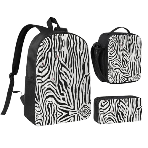 Sac à dos imprimé zèbre confortable 43cm résistant avec trousse école