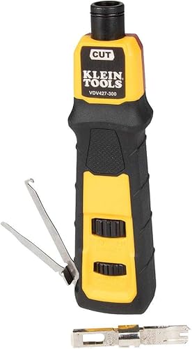 Klein Tools VDV427-300 Herramienta de perforación de impacto con hoja 66110, conexiones de cable CAT confiables, fuerza ajustable, incluye púa y