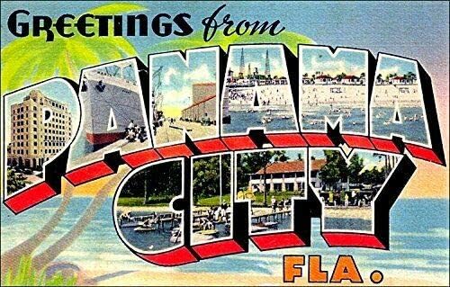 Imán de 3 x 5 pulgadas con texto en inglés "Greetings from Panama City" (Florida Logo FL Post Card Vintage) Adhesivo magnético de vinilo para