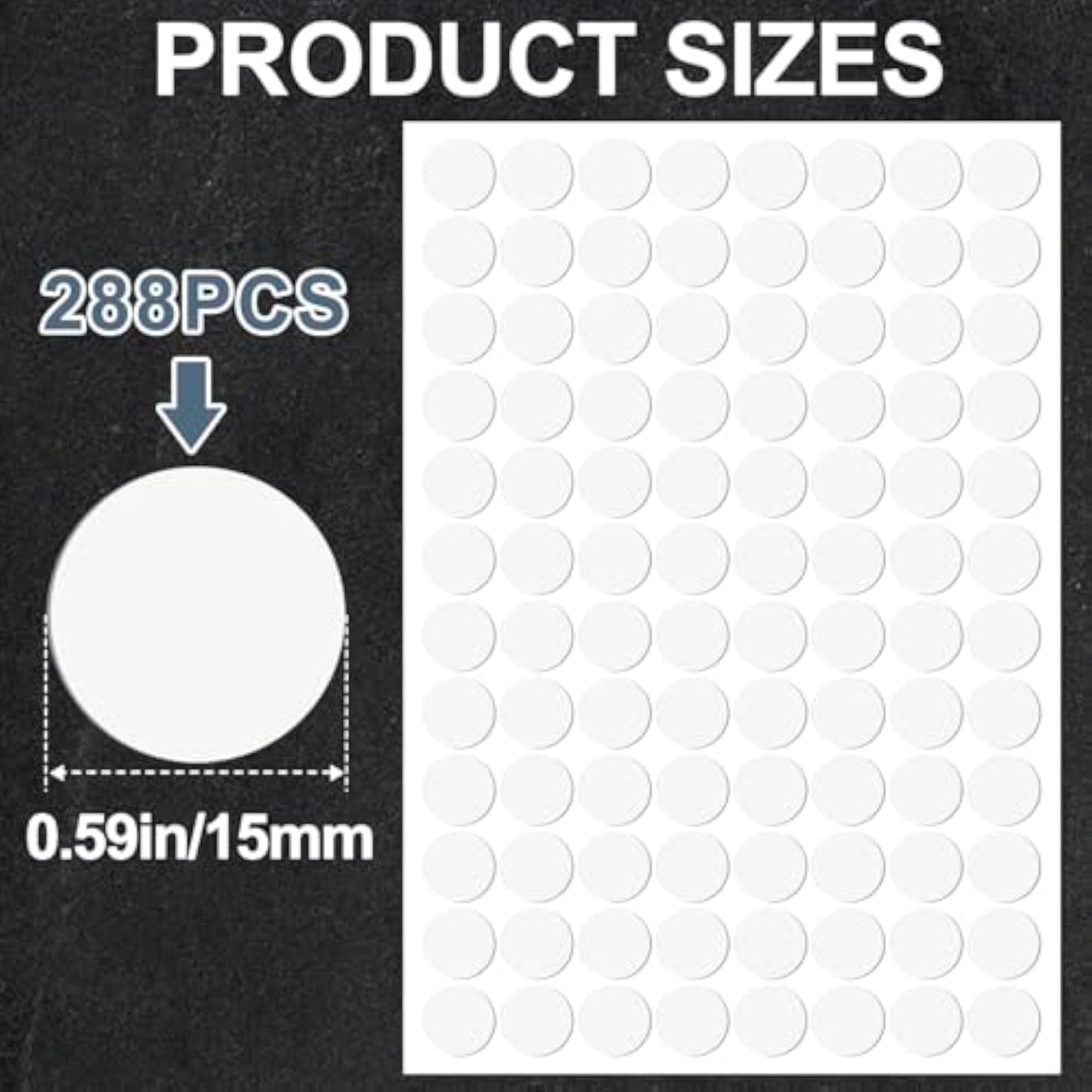 288 Pcs Self Adhesive Screw Cover Stickers PVC