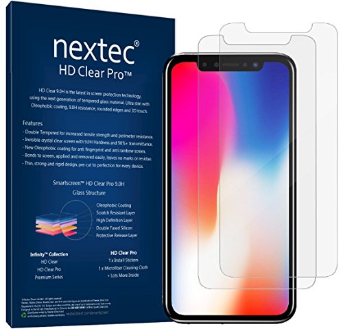 Nextec Corning Gorilla Glass - Protector de Pantalla para iPhone 8 Plus (2 Unidades, Cristal Templado, Compatible con iPhone 8 Plus, HD Clear Pro2 9.0H)
